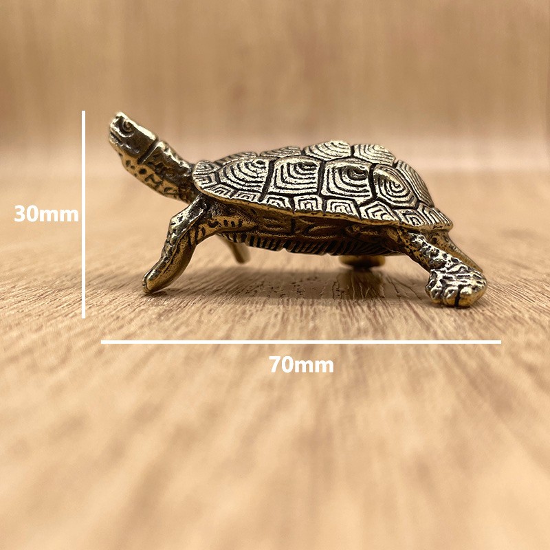 Brass Turtle Figurine Mini Animal Statue Vintage Desk Decor Solid Brass Ornament