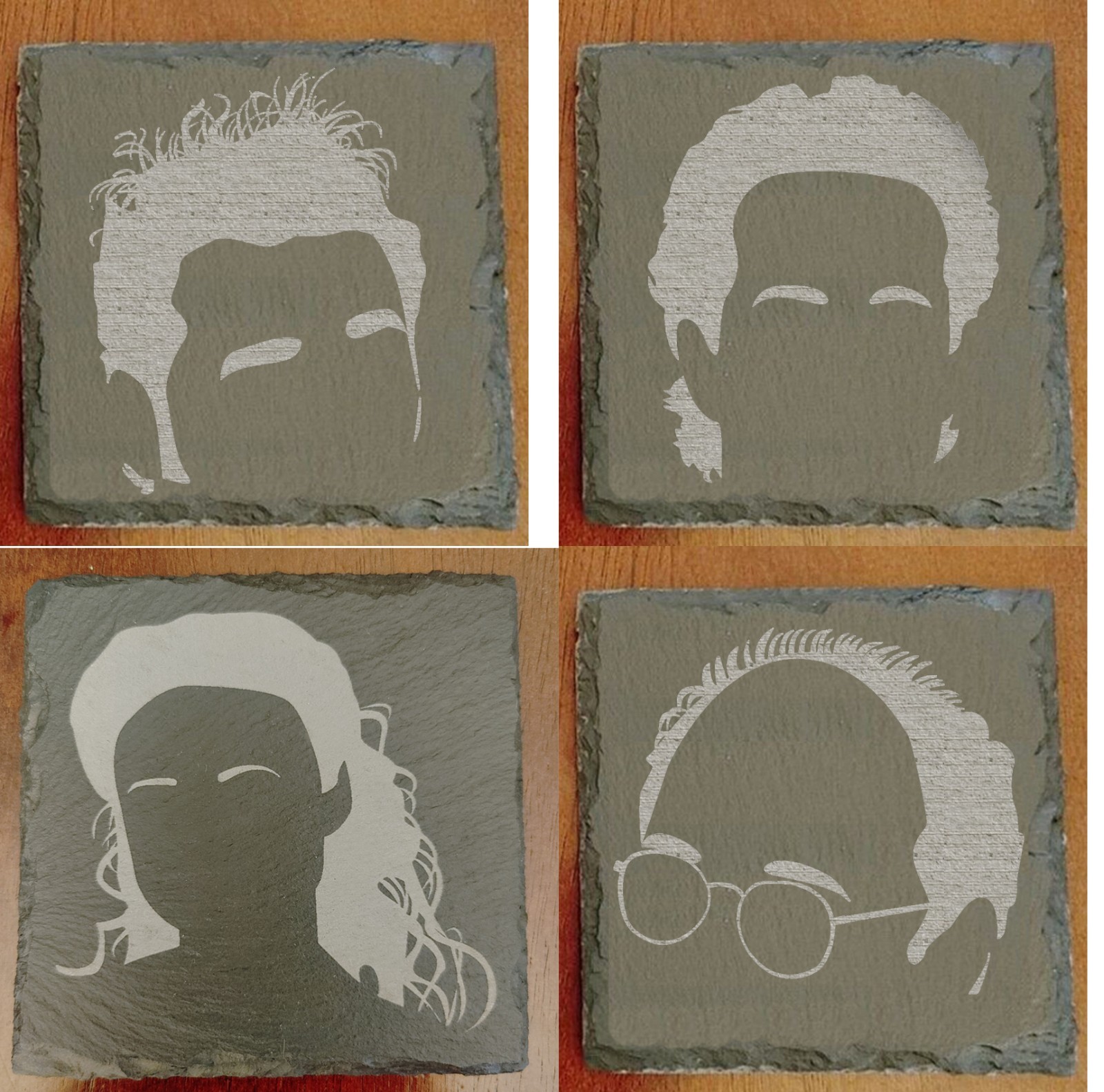 Seinfeld Silhouette Slate Stone 4 Piece Coaster Gift Set NEW
