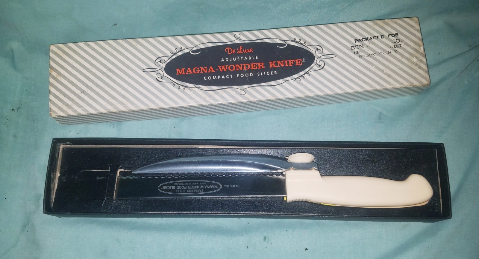 Vintage Deluxe Magna Wonder Knife Adjustable Food Slicer w/Original Box Ex Cond.