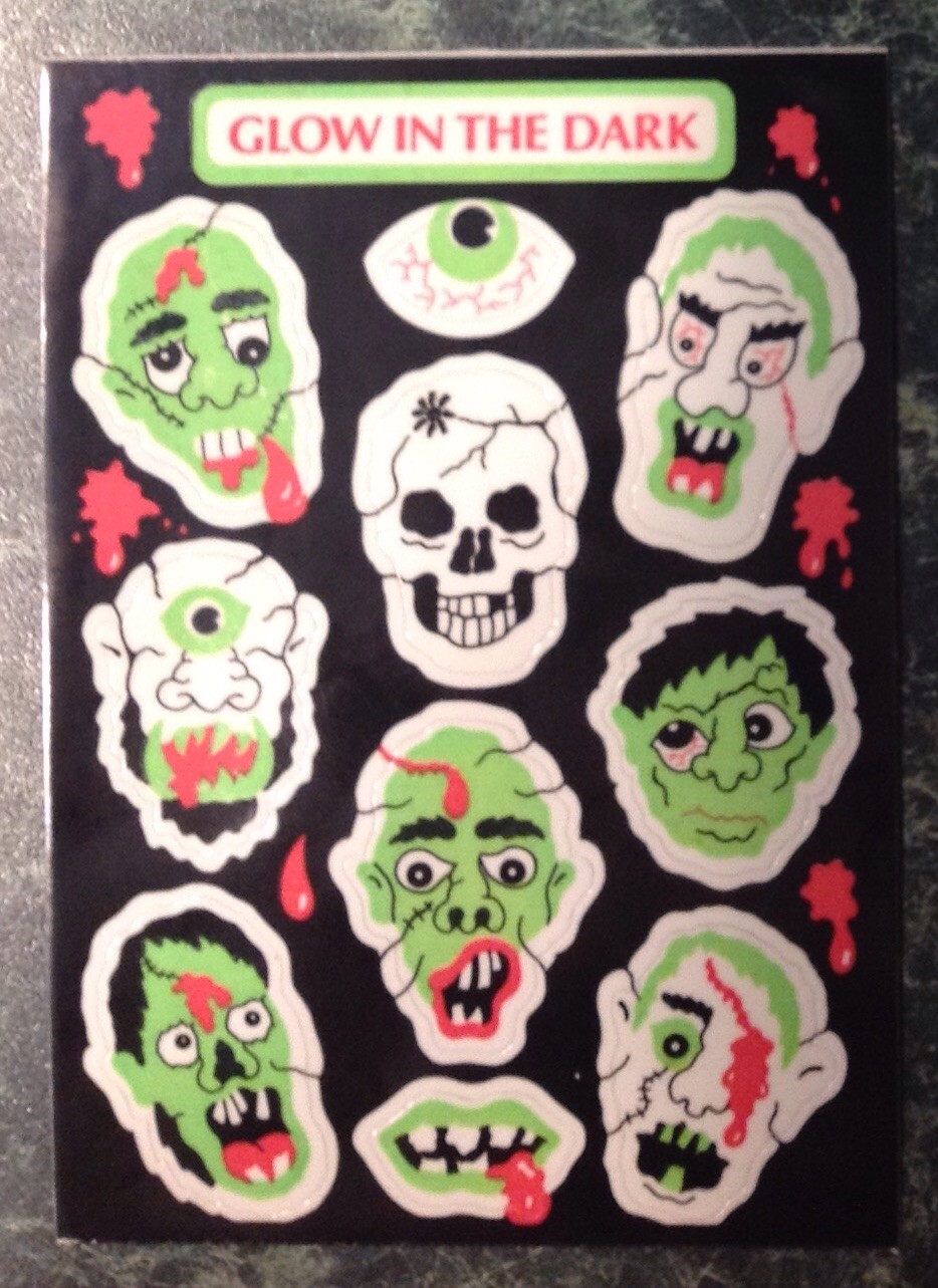 VTG SandyLion Monster HALLOWEEN Faces GLOW IN THE DARK Sticker Sheet KROMEKOTE