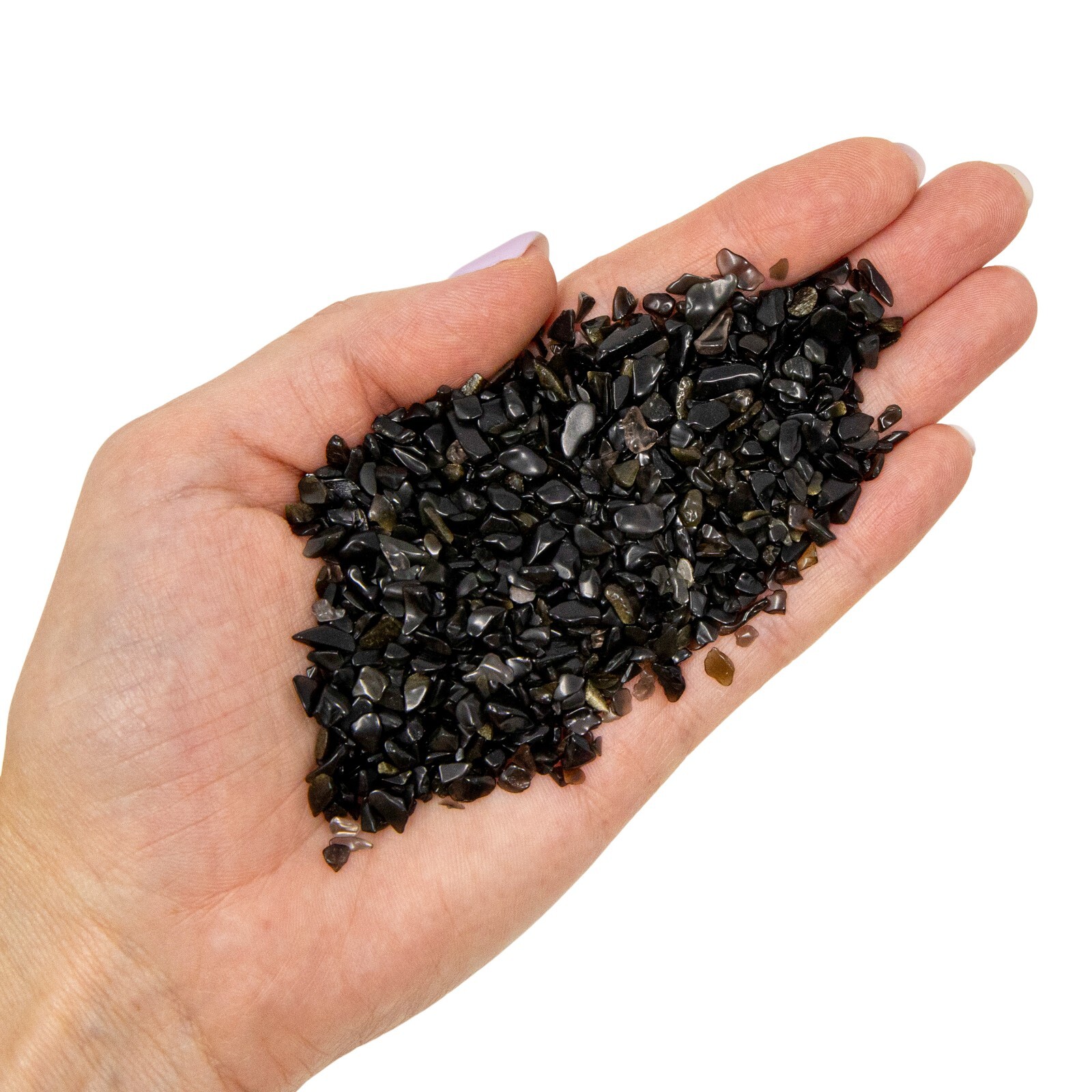 Tumbled Black Obsidian Crystal Tiny Chips Loose Gemstone Undrilled Beads Bulk