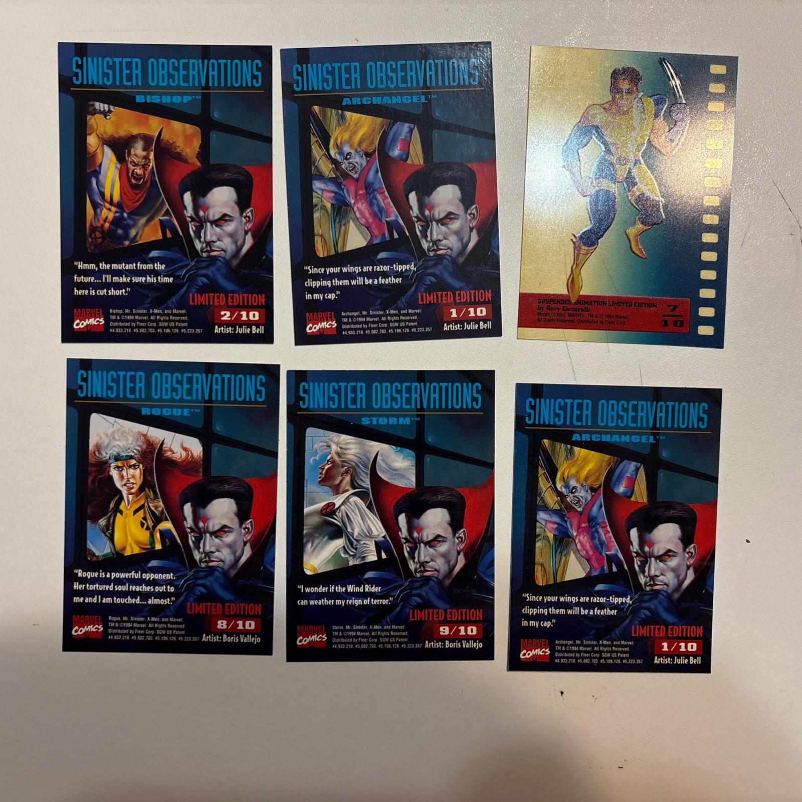Fleer Marvel Insert Hits Gold Blasters Metal Blasters Etc Lot Of 31