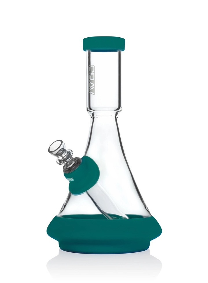 GRAV® DECO BEAKER IN SILICONE, TEAL, 9” Water Pipe, Bubbler, AUTHORIZED DEALER!