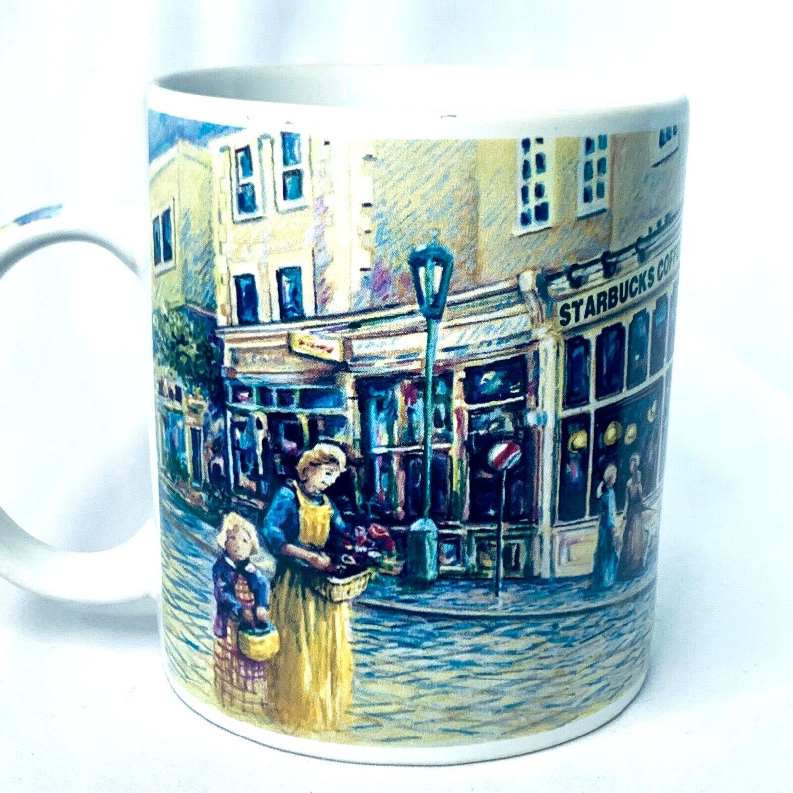 Vintage 2001 Starbucks Barista 18 Ounce Coffee Mug Village Scene