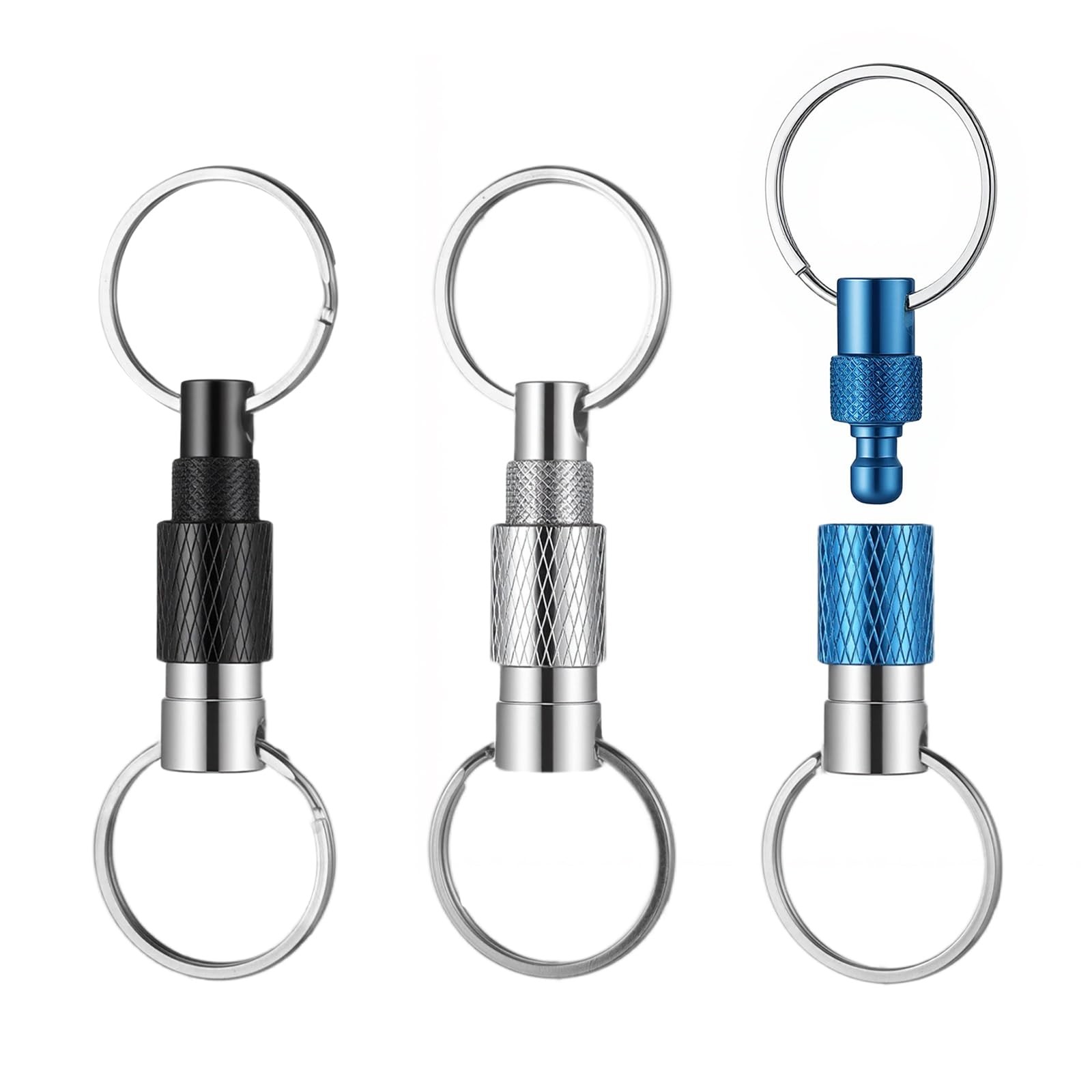 3-Pack Heavy Duty Metal Quick Release Keychain, Detachable Car Key Ring for All