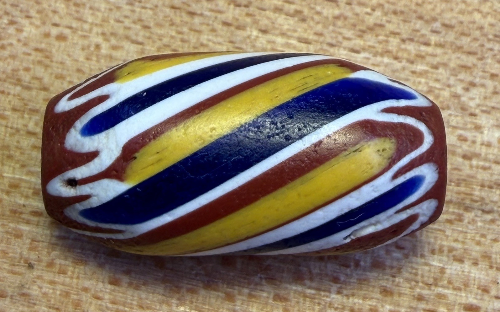 Rare 2 layer Venetian chevron w swirling stripes African Trade Bead