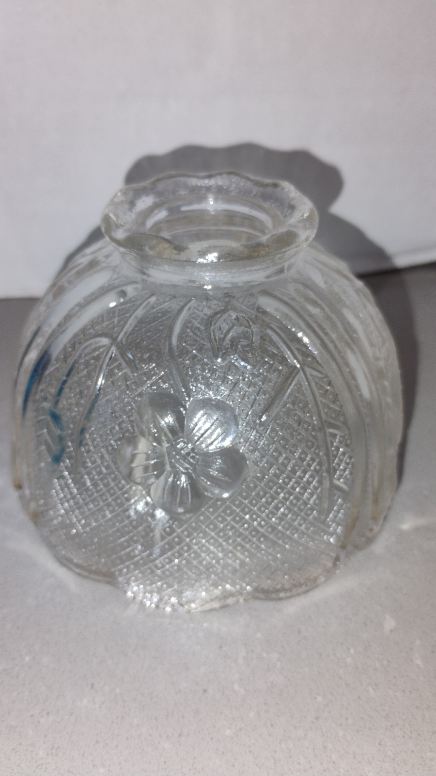 Vintage Clear Indiana Glass Tiara Floral Fairy Lamp Shade Top Only