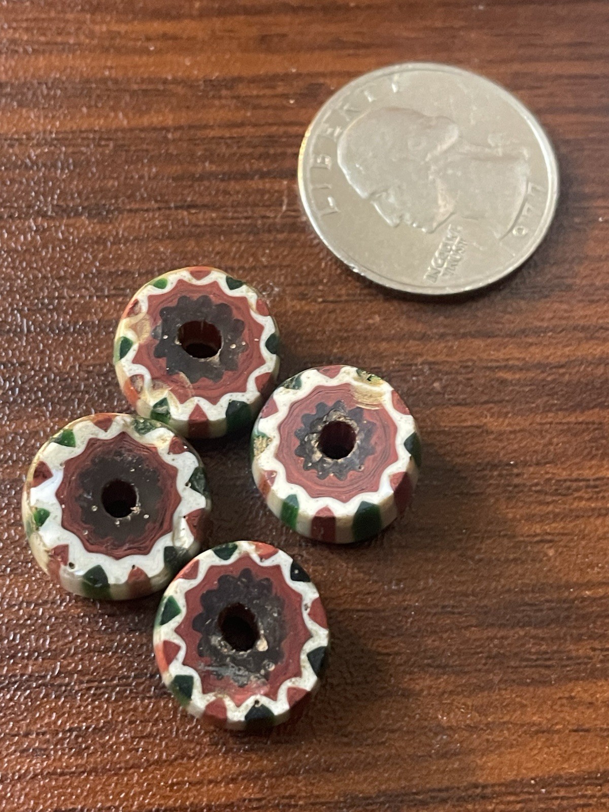 Antique Chevron Candy Cane Sliced 4 Level Beads