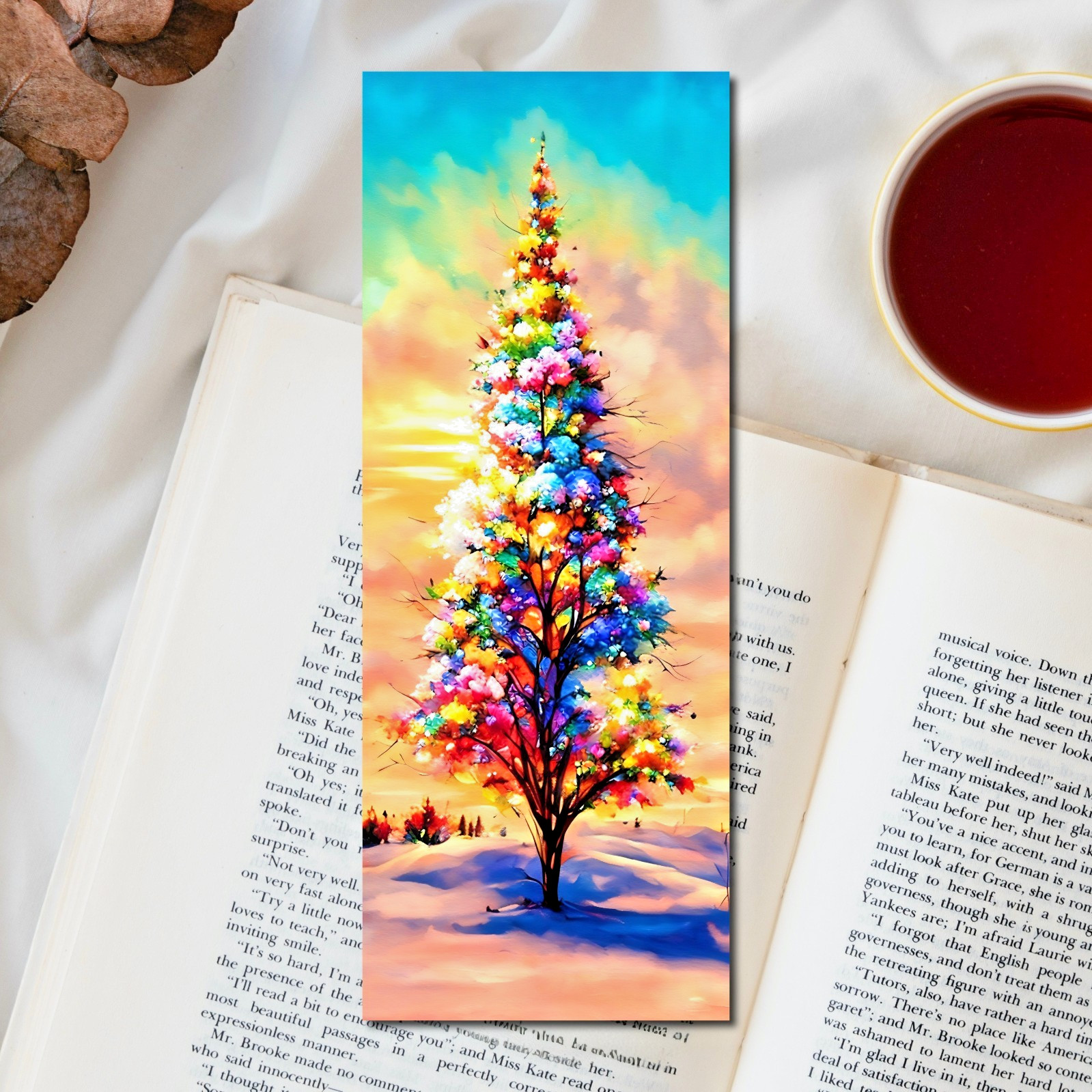 Decorated Christmas Yule Bookmark – 6×2 Bookish Gift For Book Readers