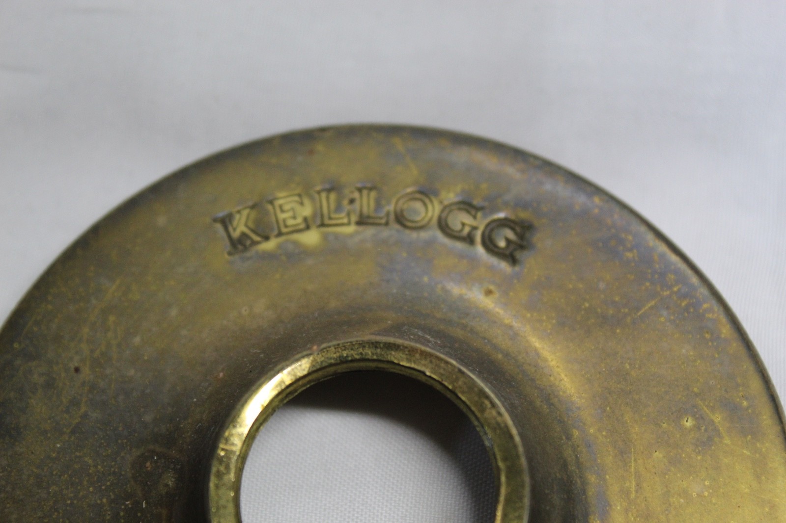 Antique Kellogg Solid Brass Candlestick Telephone Base Plate Cover Part