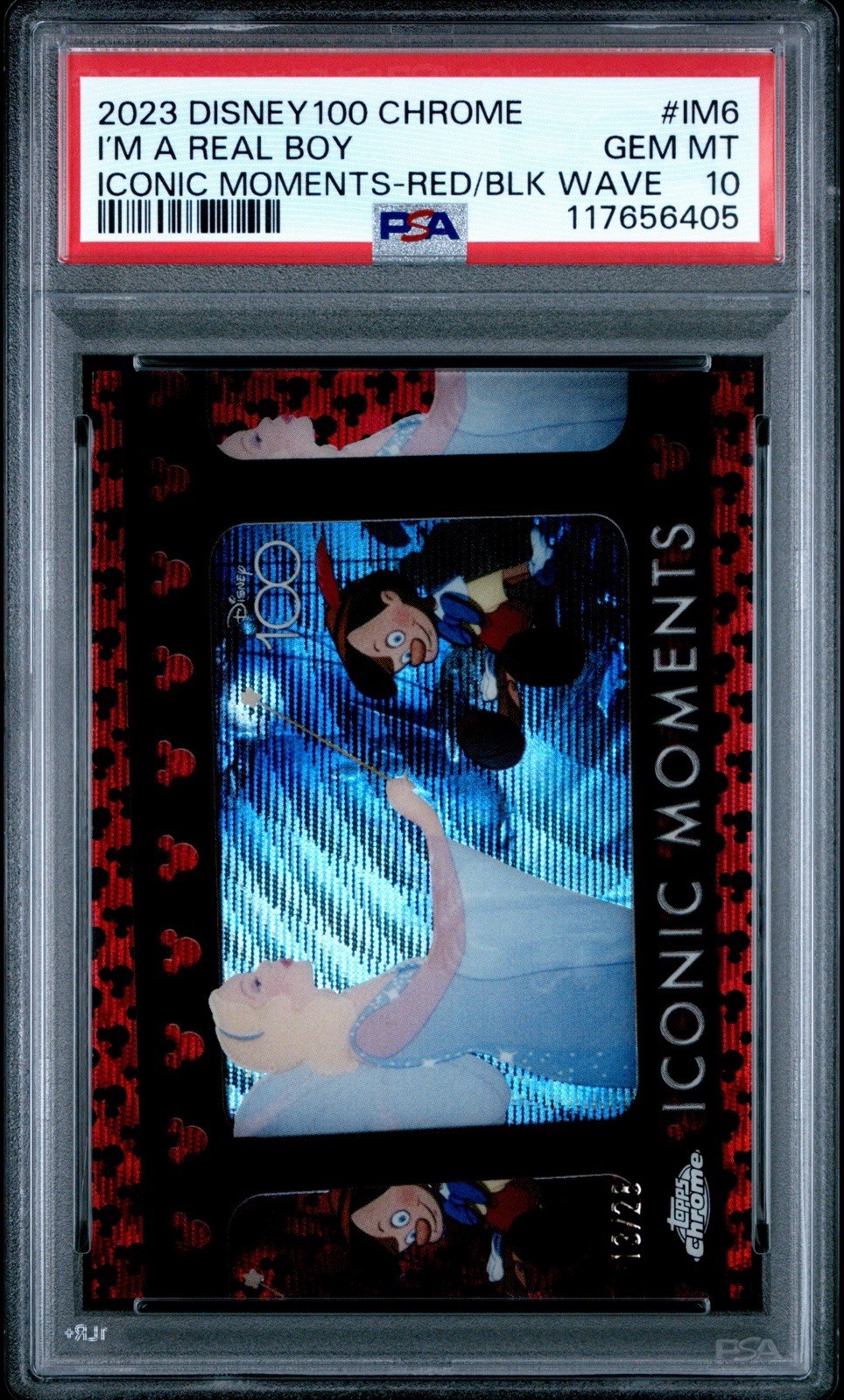 2023 Topps Chrome Disney 100 Iconic moments I’m A Real Boy Pinocchio /28 PSA 10