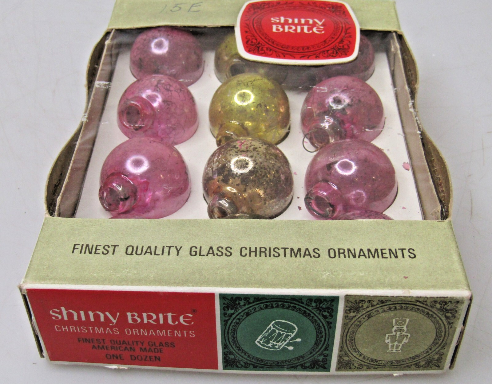 Lot Vintage Glass Feather Tree Color 25mm BALL Christmas Ornaments Shiny Brite