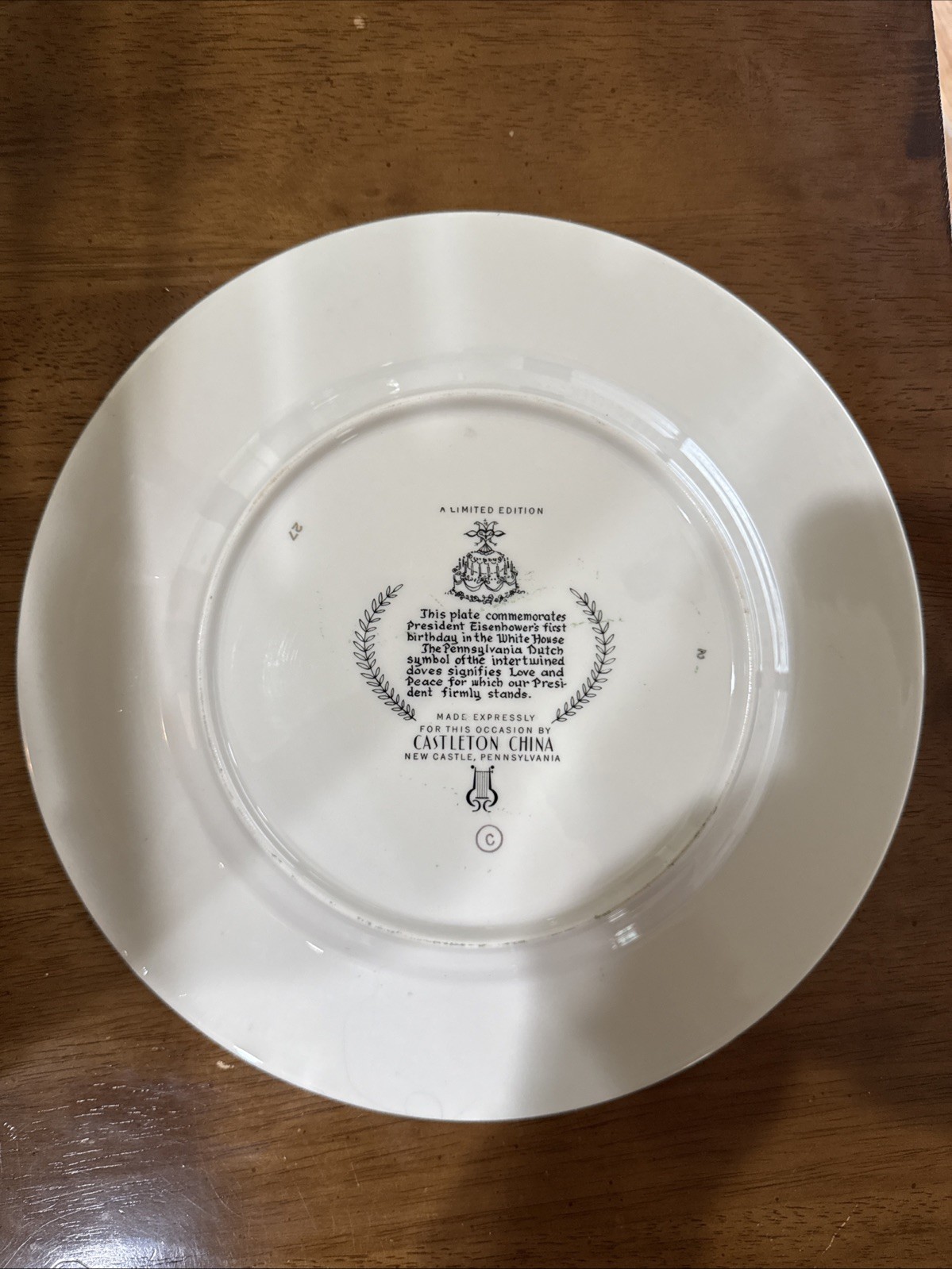 Vintage Castleton Eisenhower “First Birthday In The White House” 1953 Plate