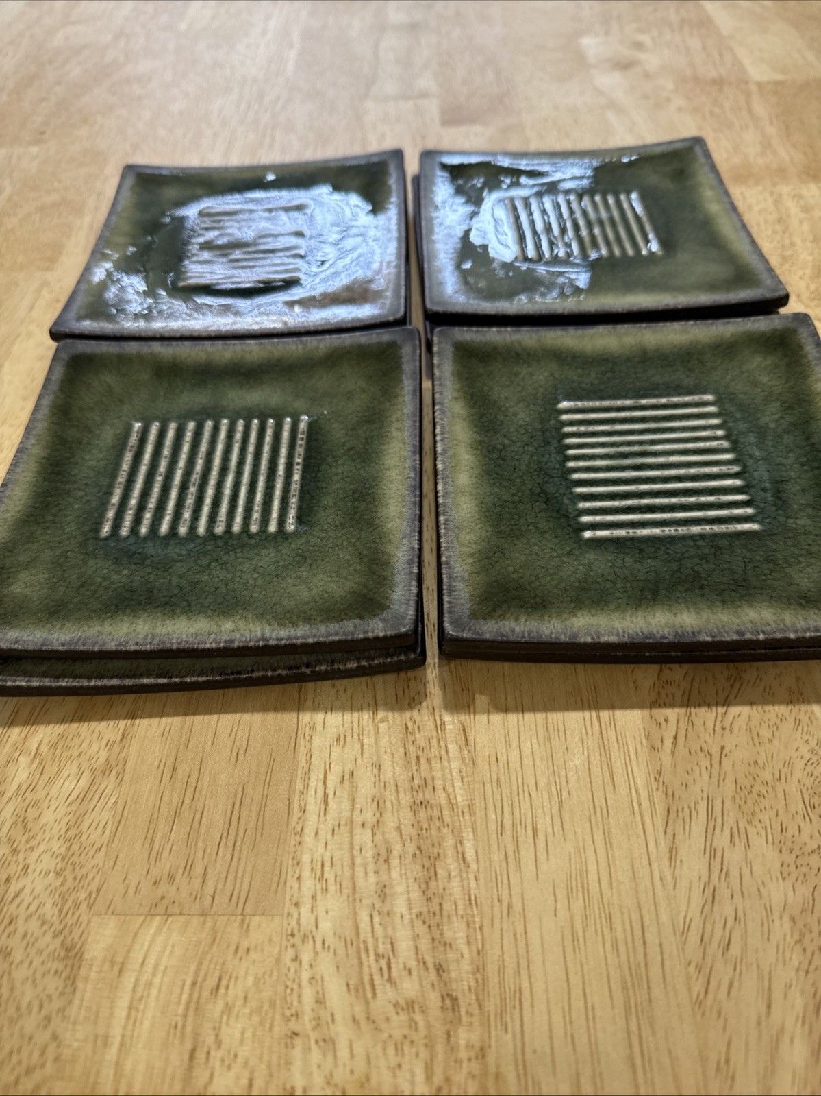 Jars-France Samoa Vert Square Bread & Butter Appetizer Plate Set Of 4
