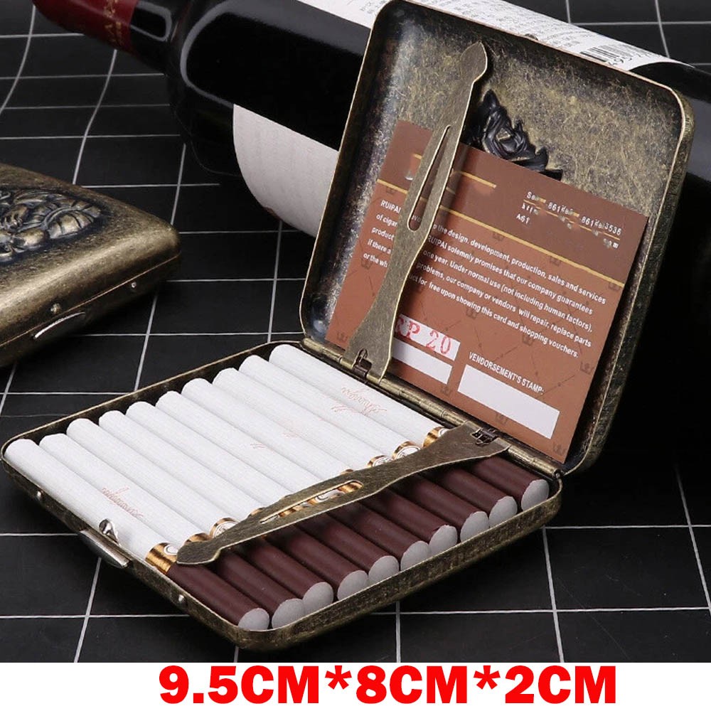 Metal Tiger Cigarette Case Box 9.5cm Tobacco Holder For King 20Pcs Cigarette USA