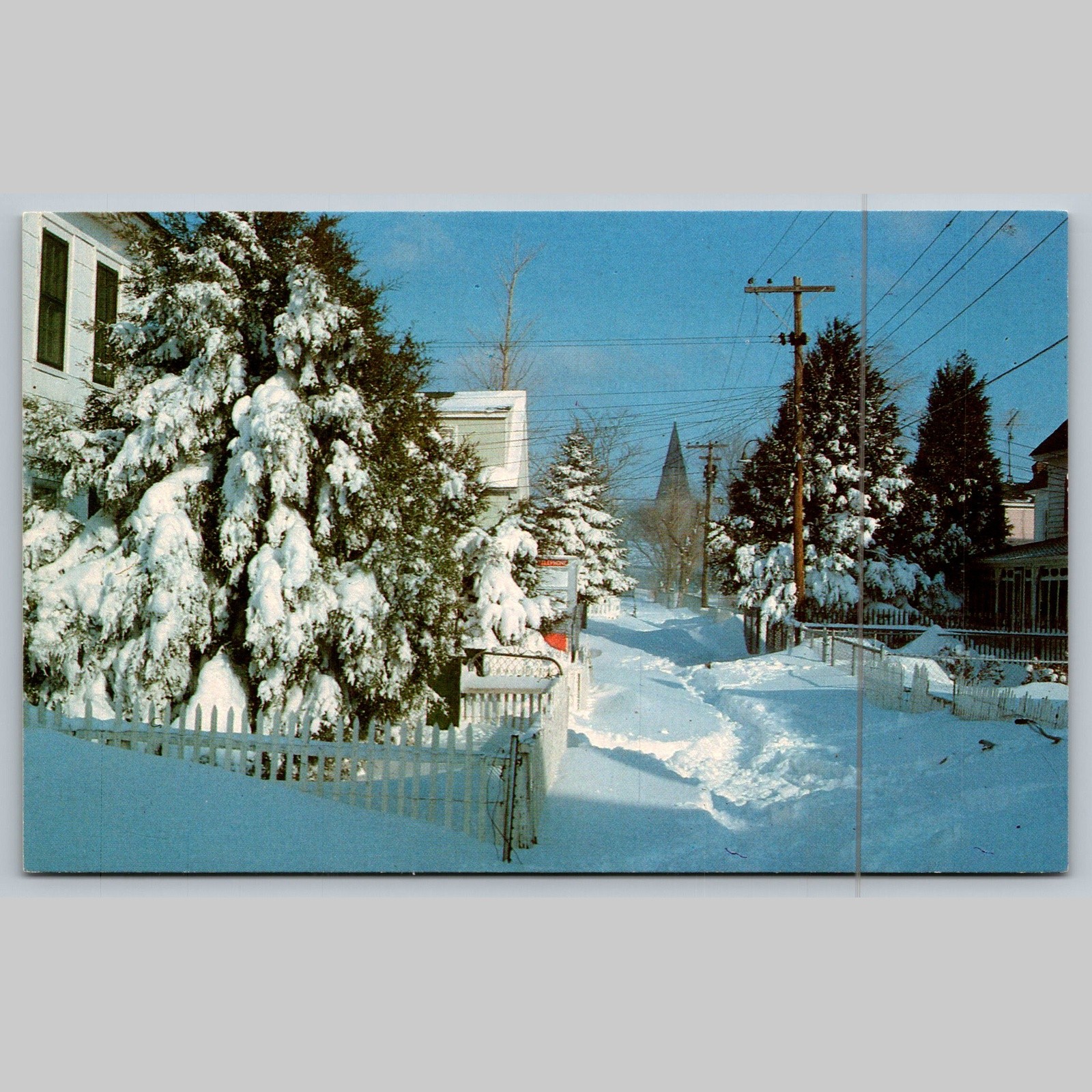 Postcard Snowy Winterland Tangier Island VA Main Street Church