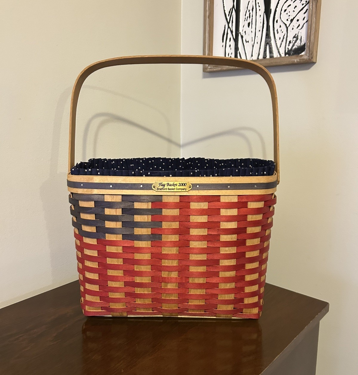 VTG 2000 Bradford Flag Basket Single Swing Handle Combo Liner & Protector EUC