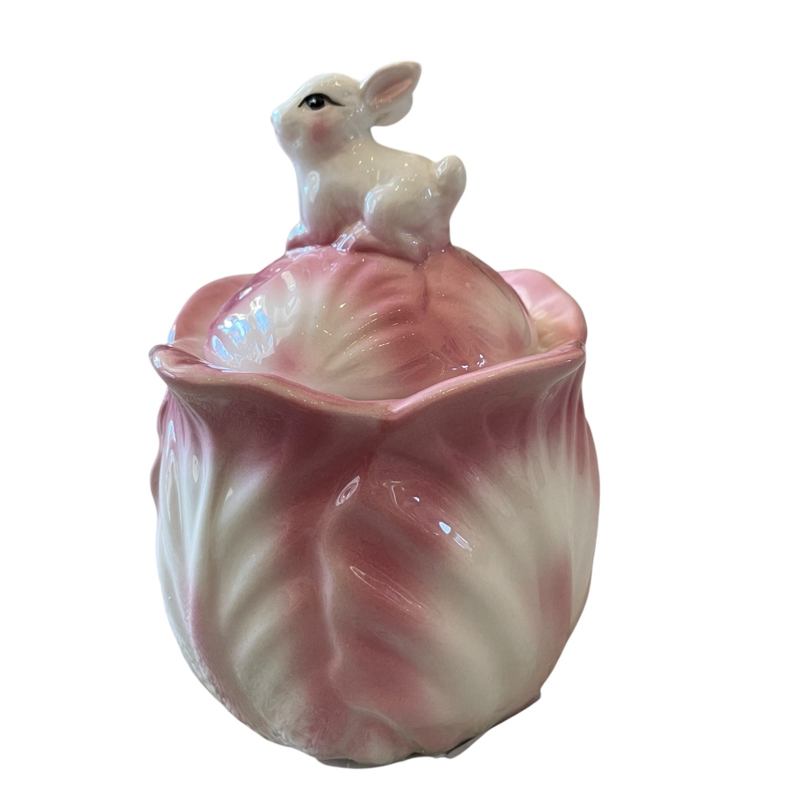 Corner Ruby Spring Collection Cabbage & Bunny Sugar Bowl Pink & White New