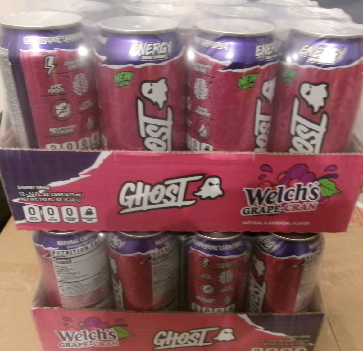 GHOST Energy Drink 12-Pack – Welch’s Grape-Cran 16oz Cans 200mg Caff. EXP. 2027