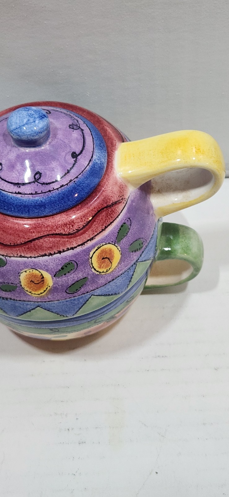 Whimsical “Tea for One” Stacking Teapot Set Sweet Shoppe Sue Zipkin Sango Shabby