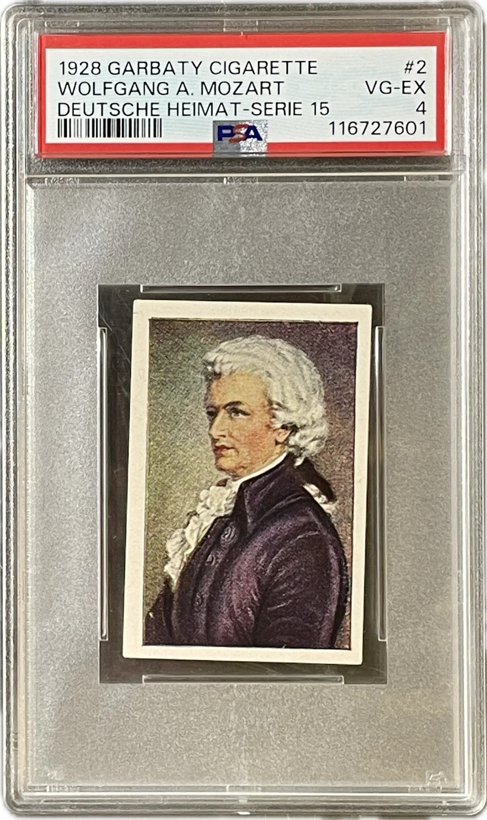 WOLFGANG A. MOZART 1928 Garbaty Cigarette DEUTSCHE HEIMAT-SERIES 15 #2 PSA 4