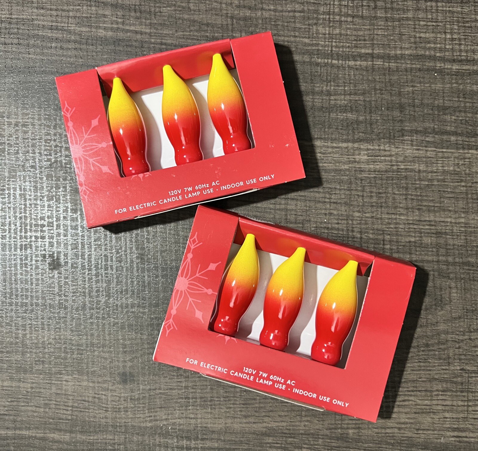6 – Holiday Time Orange Flame Bulbs Candelabra Base 120V 7W 60Hz AC