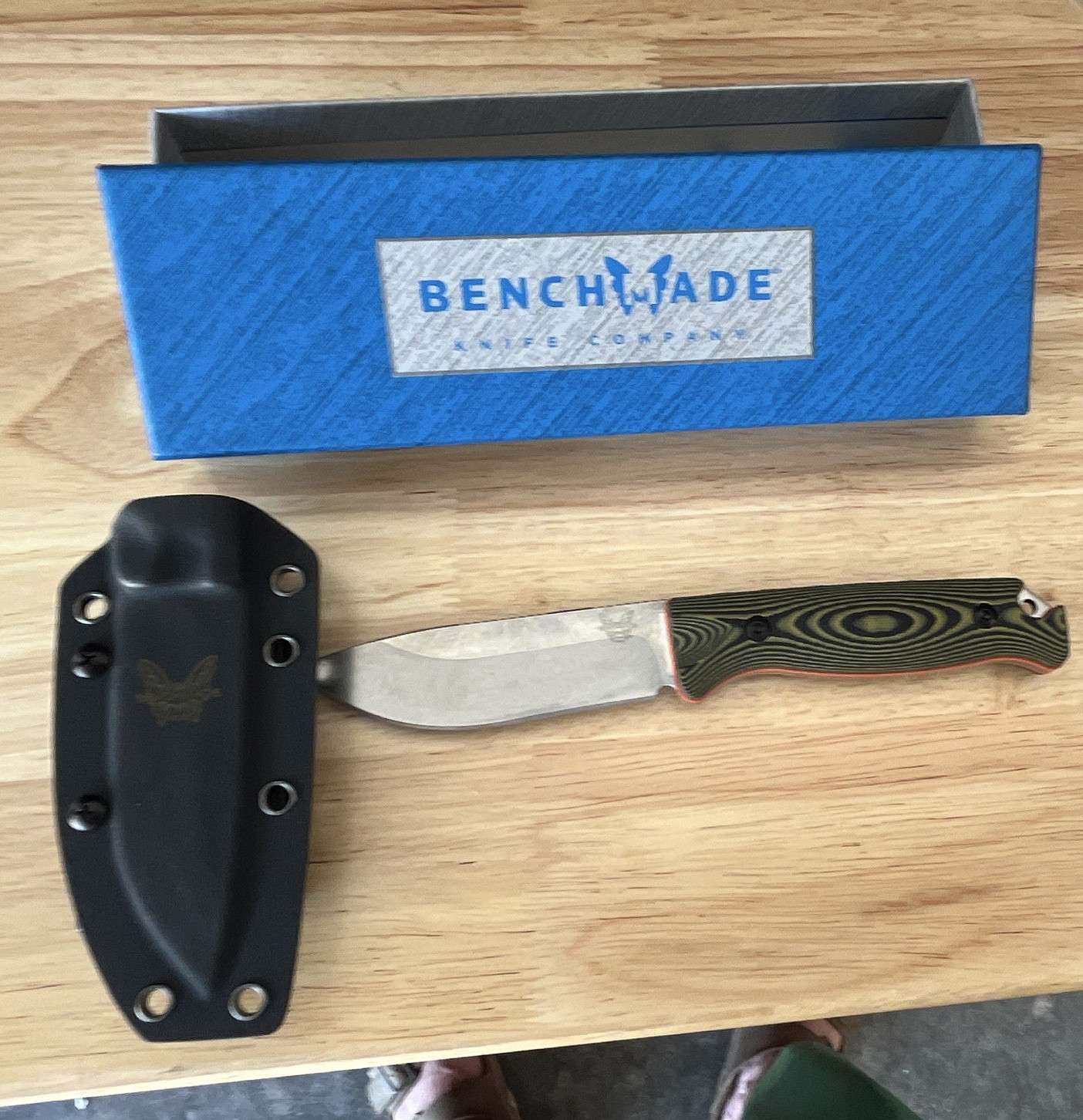 Benchmade Fixed Blade Knife Stainless Drop Point Plain, Kydex Sheath 2020