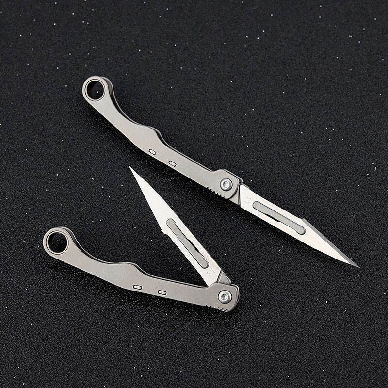 Mini Titanium Utility Folding Knife Blade Pocket Keychain Outdoor For EDC NEW