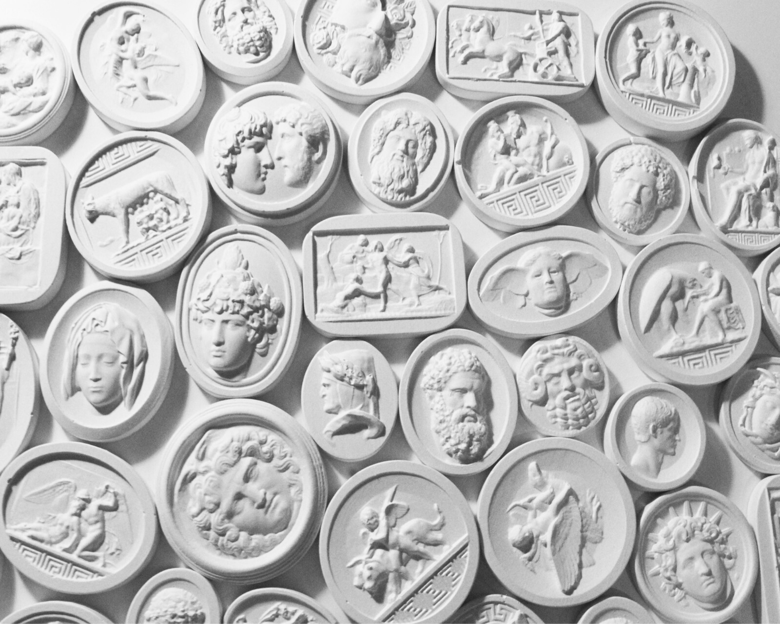 55 Mixed Grand Tour Intaglios, Plaster Intaglio, Antique Cameo, Classical Art