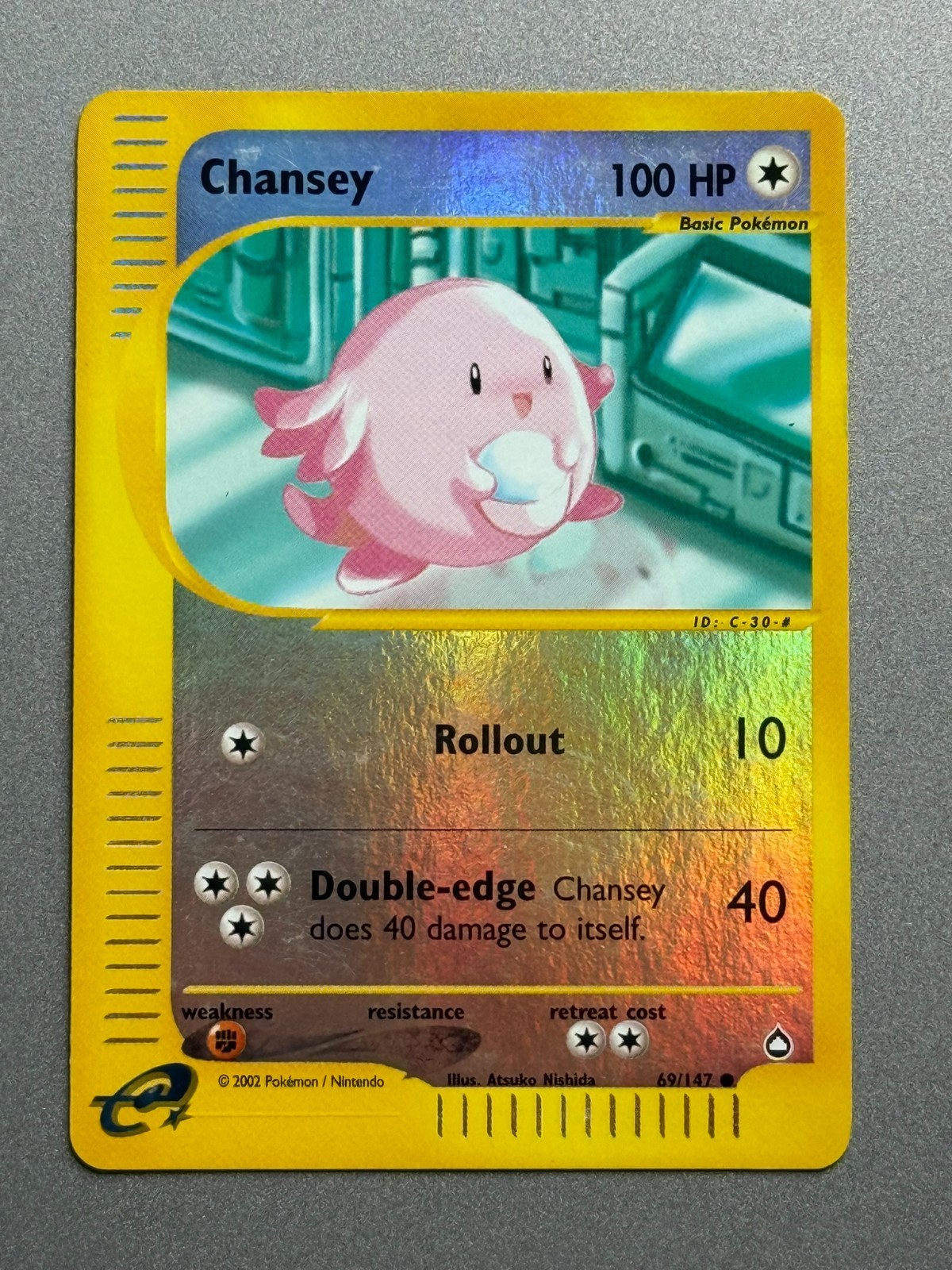 Chansey Reverse Holo Card 69/147 Aquapolis Pokemon Card E Series