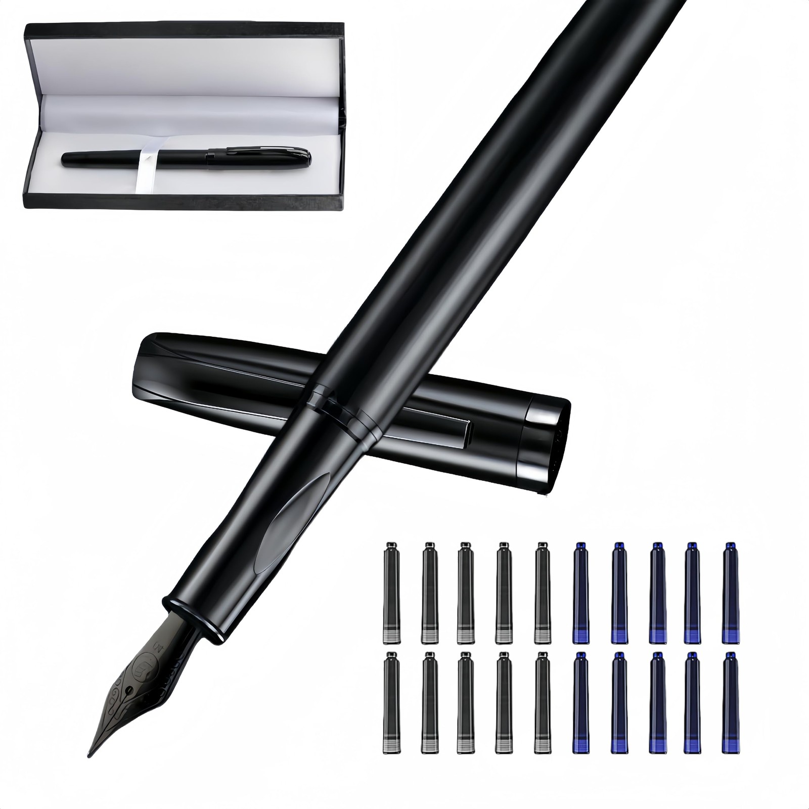 Matte Black Forest Fountain Pens For Writing Extra Fine Nib Refillable