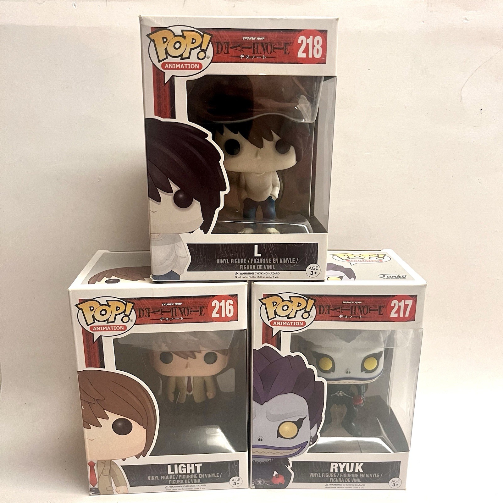 Light 216 Ryuk 217 L 218 – Death Note *FREE PROTECTOR* AUTHENTIC OG Funko Pop