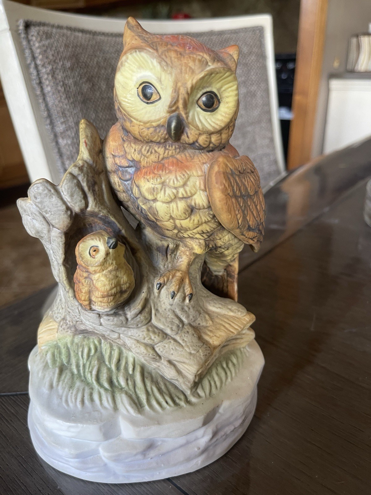 Hand painted Owl Sculpture.