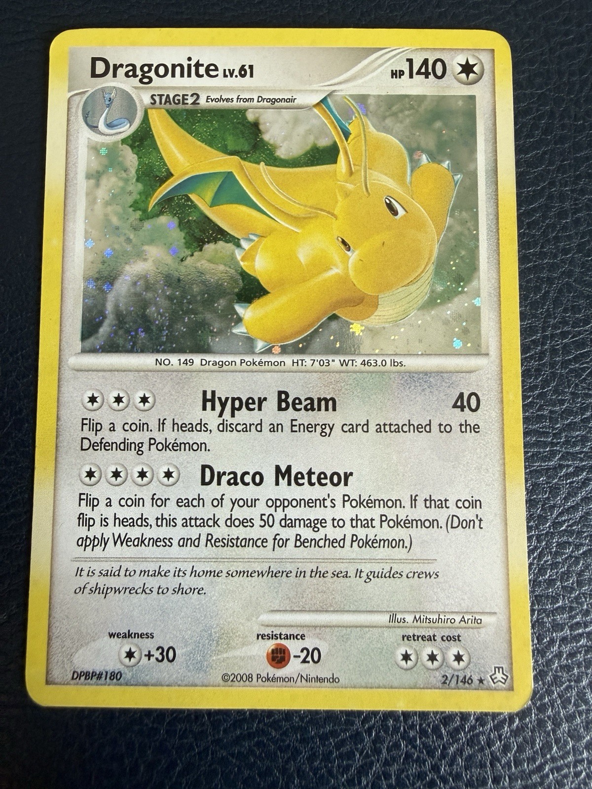 Dragonite Lv61 Diamond & Pearl Legends Awakened Holo Pokemon TCG Card 2/146 2008