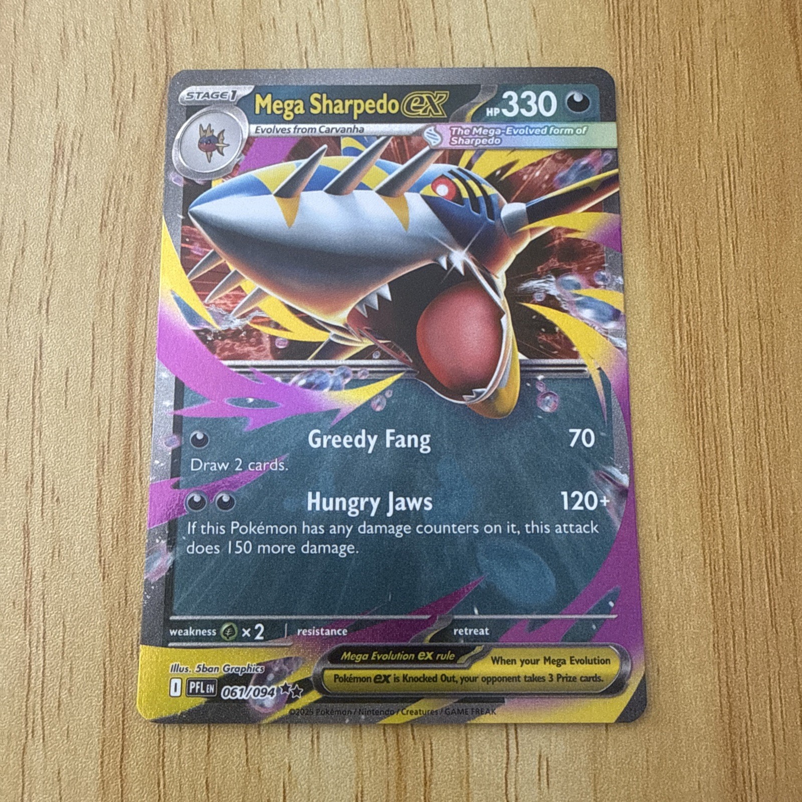 Mega Sharpedo EX 061/094 PFL Holo Rare English