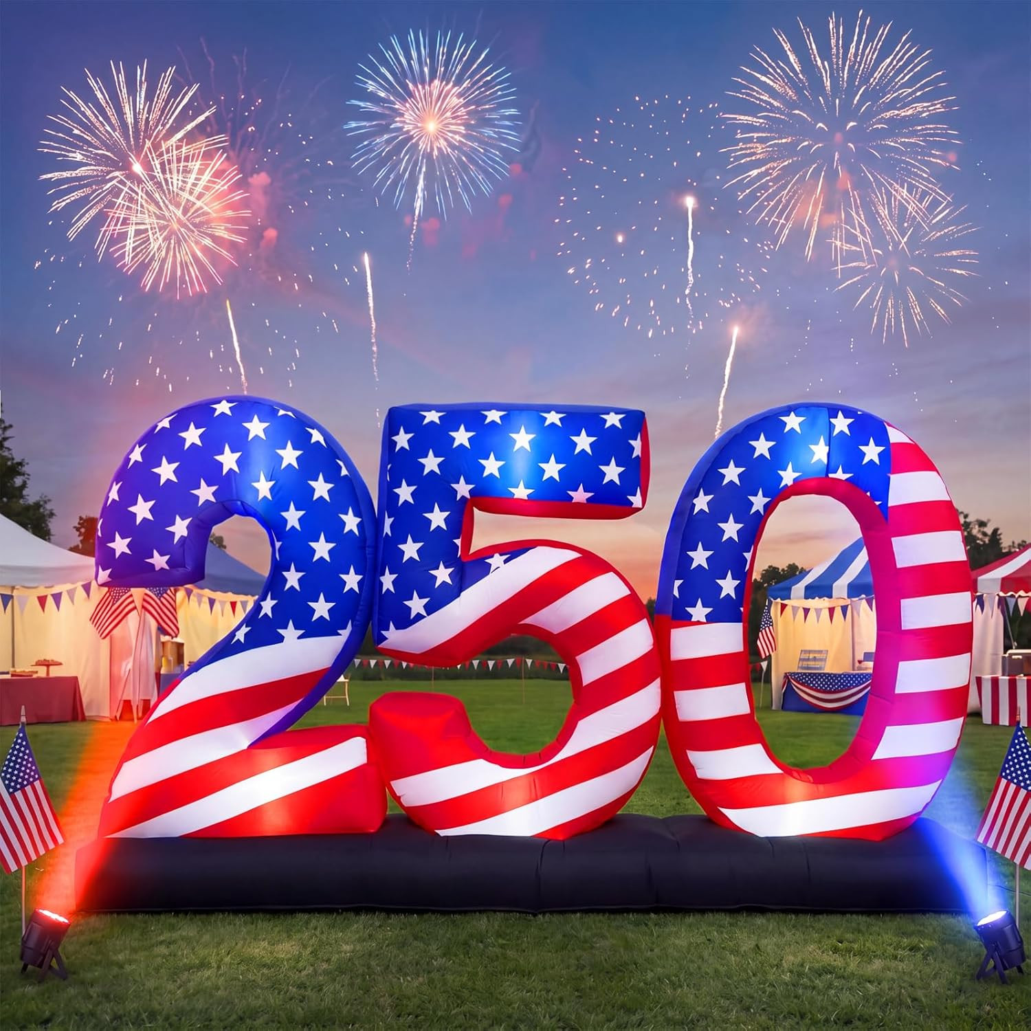 8.8Ft Inflatable 250Th Anniversary Decoration, Blow up 4Th of July Patriotic Dec