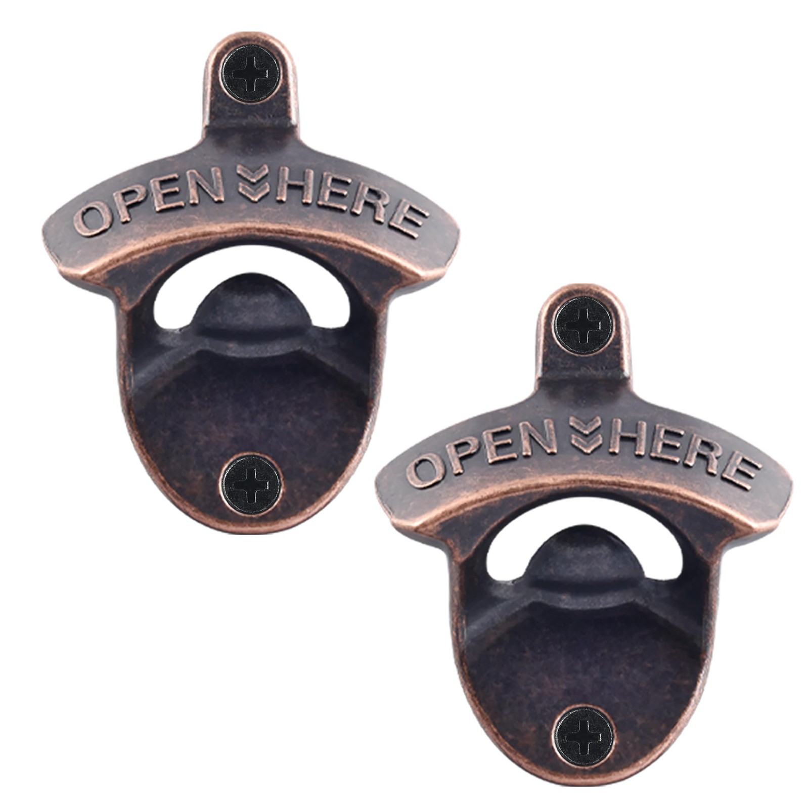 2 PCS Vintage Copper Bottle Cap Opener Wall Mount, Retro Beer Bottle Opener