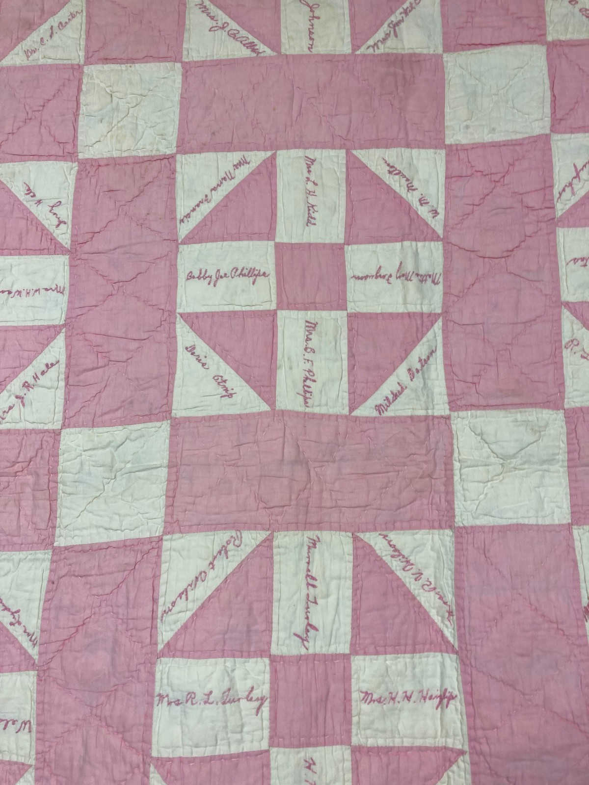 Vintage Handmade Beautiful “Four-Patch” Pattern Multicolor Quilt 76.7×63.3 Inch
