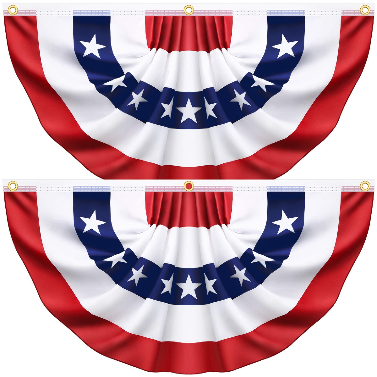 Couah 3X6 Ft 2 Pack American Pleated Fan Flag Patriotic Half Fan Banner