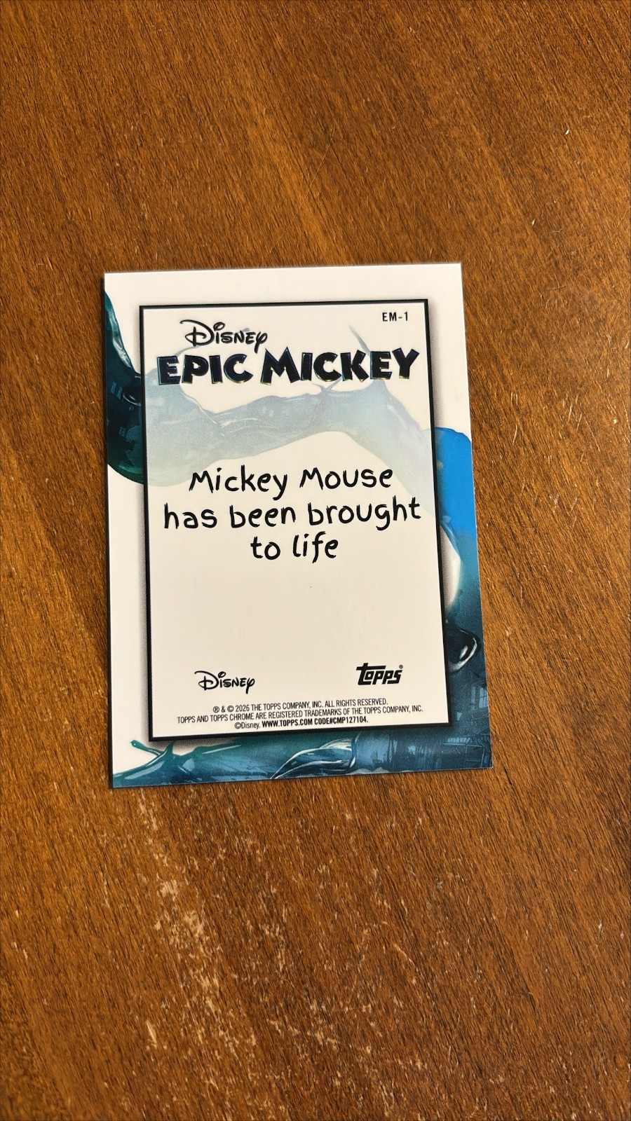 Mickey Mouse 2026 Topps Chrome Epic Mickey Disney Refractor EM-1
