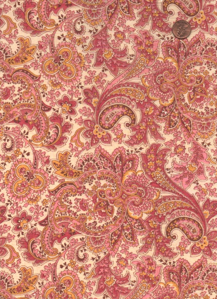 Antique 1900 Multicolored Paisley Fabric