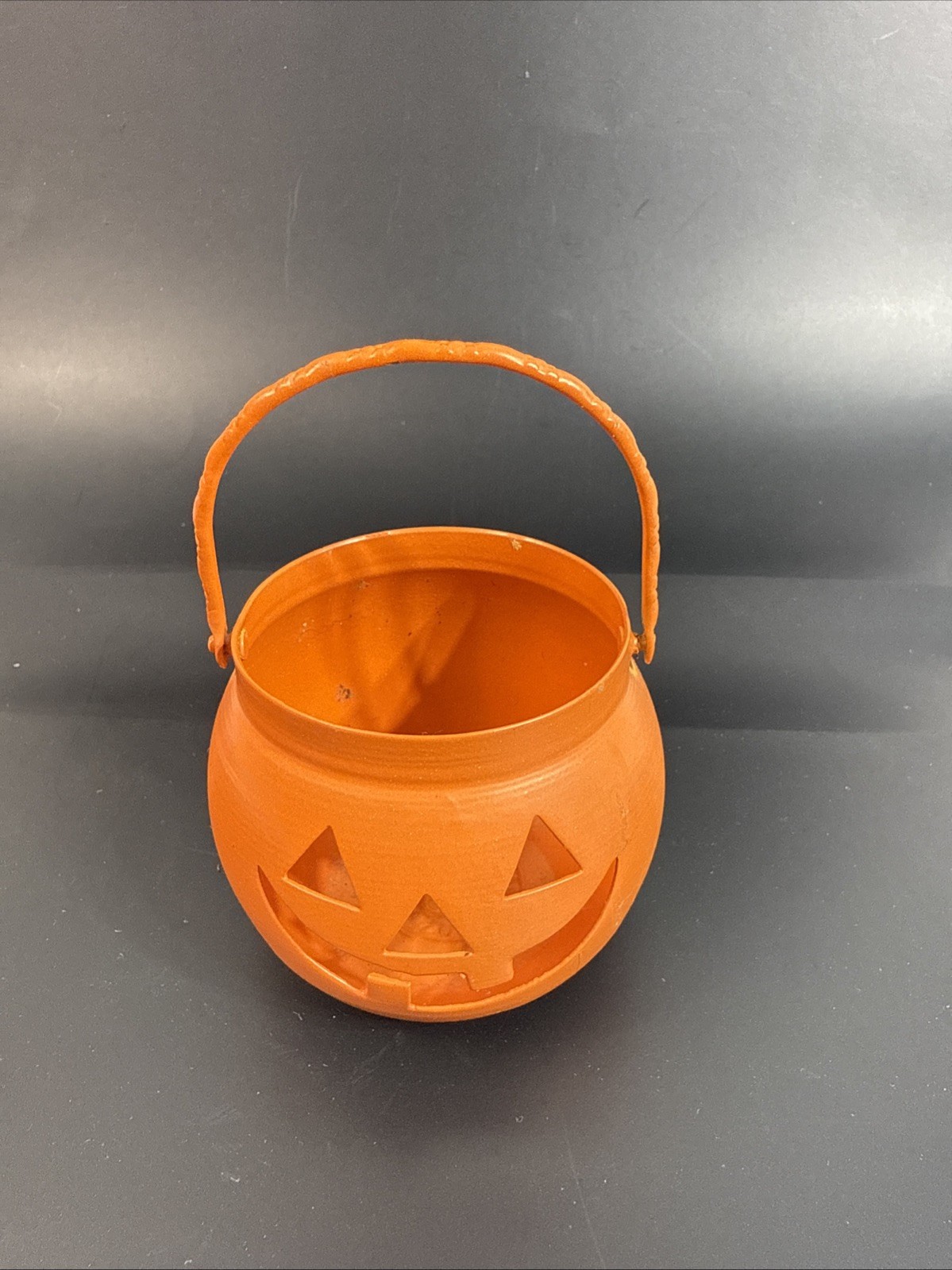 Vintage Hosley U.S.A Metal Pumpkin Orange