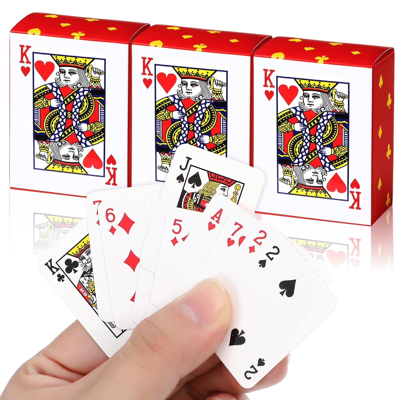 3 Decks Mini Playing Cards 1.65″ Deck Of 1.18 inches x 1.57 inches, Red