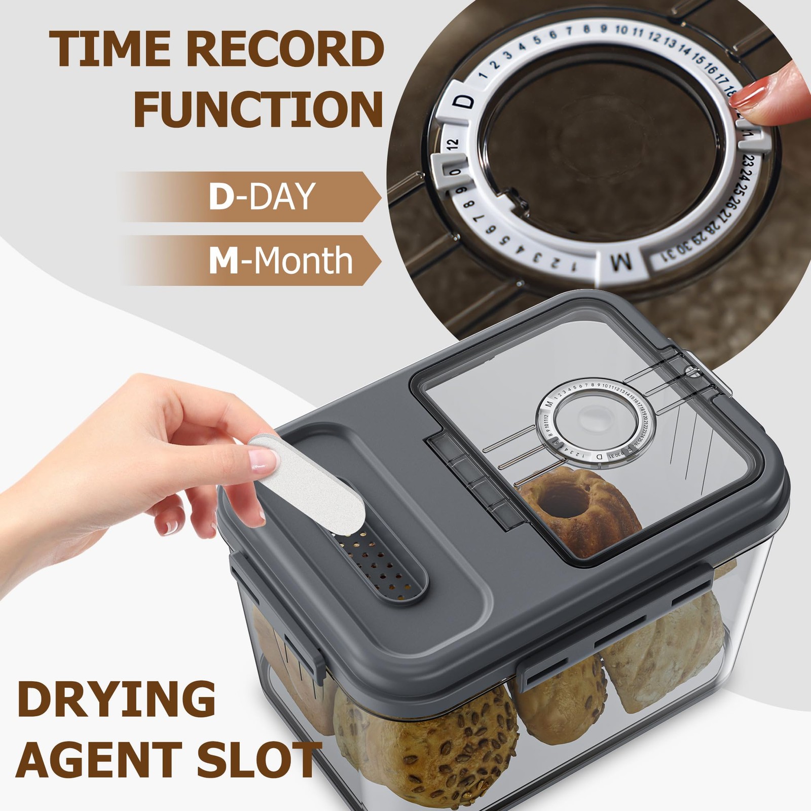 Bread For Kitchen Countertop, Airtight Bread Storage Container, Bread Contain…