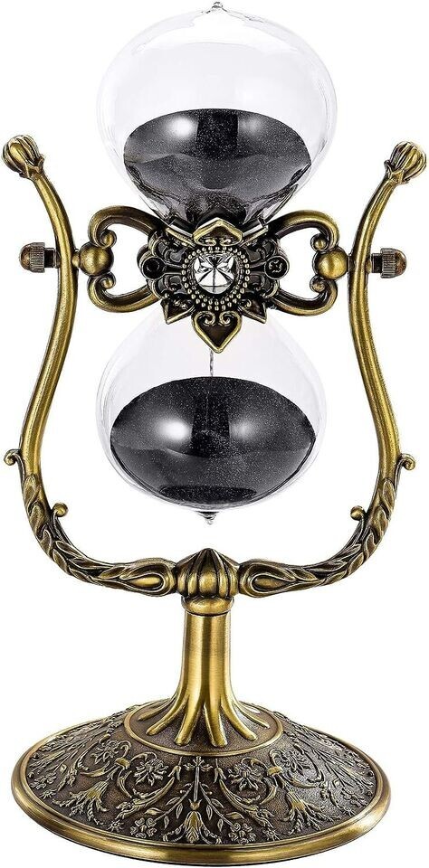 Vintage 60 Minute Hourglass Sand Timer 12 Inch Large Brass Engraved Rotating NEW