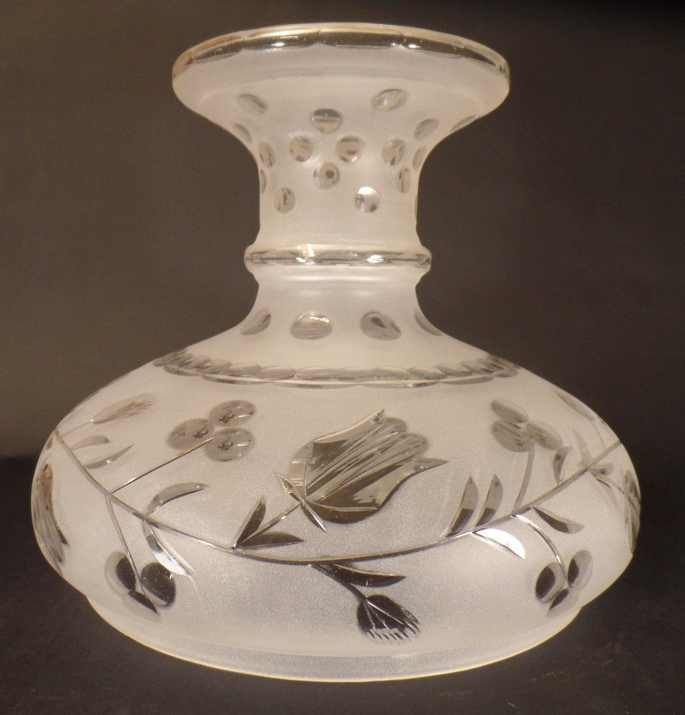 New Astral / Solar Lamp Shade, Hand Cut Engraved Bell Flower Design, 10″ Fitter