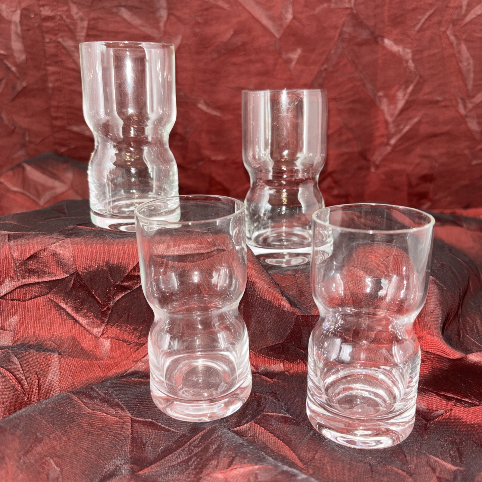 Hand Blown Recessed Waist/Middle Cordial/Shot Glasses Unbranded Set of 4