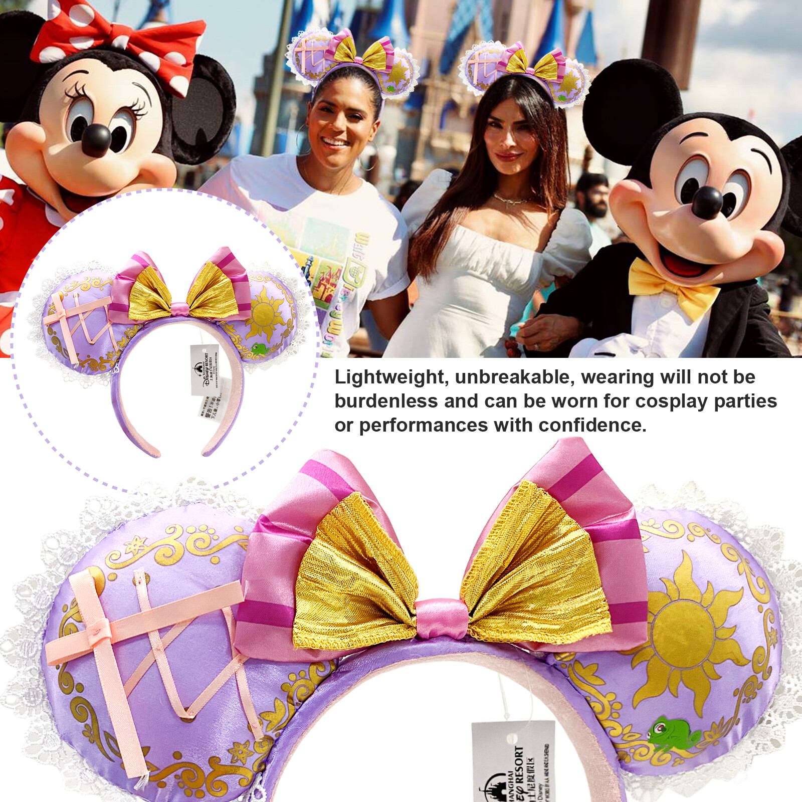 Disney Parks Rapunzel Tangled Pascal Mickey Ears Minnie Mouse Headband US💖