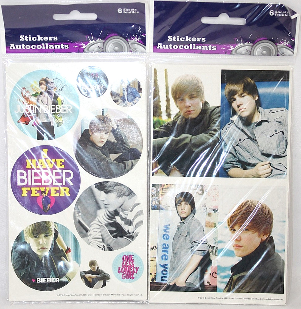 RARE Justin Bieber Fever Stickers – 12 Sheets (2 Packs x 6) 2010 SandyLion