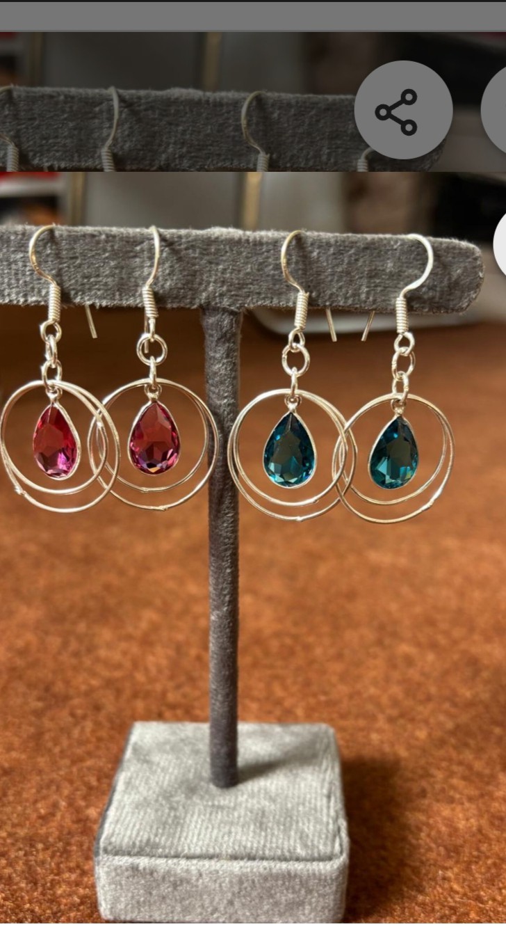 925 Silver Plated Lightweight Dangle Earrings | Teardrop Crystal | Handmade Jewe